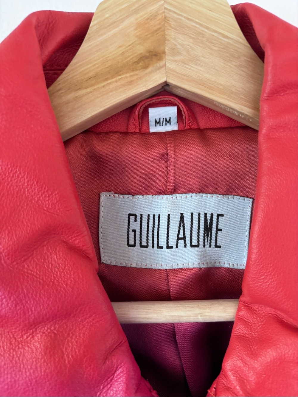 Vintage Ruby Red Leather Woven Statement Jacket by Guillaume (Size Medium) - Picture 4 of 10